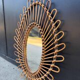 Almond rattan mirror from the 1960s