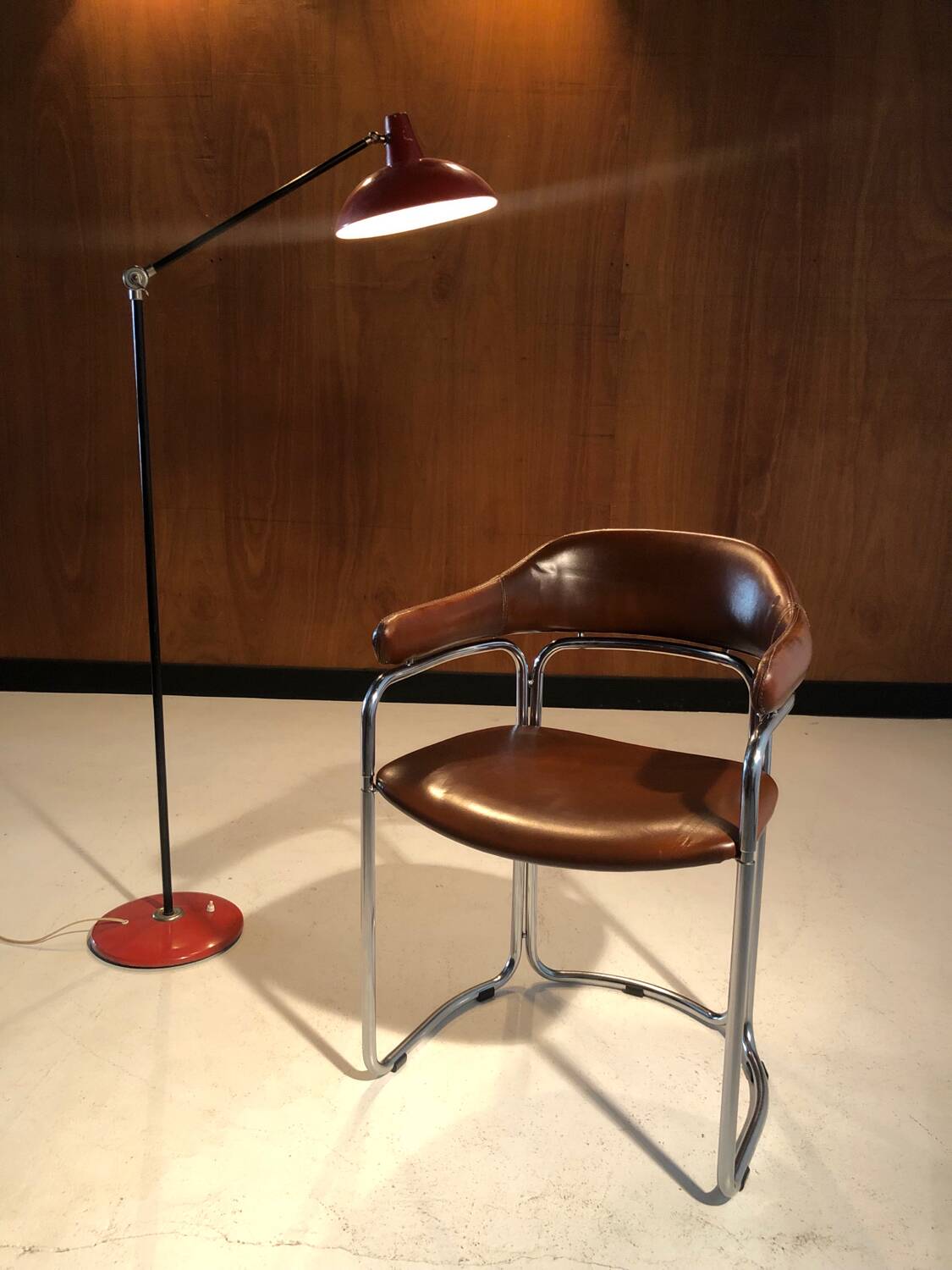 Vintage leather and chrome chair circa 1970