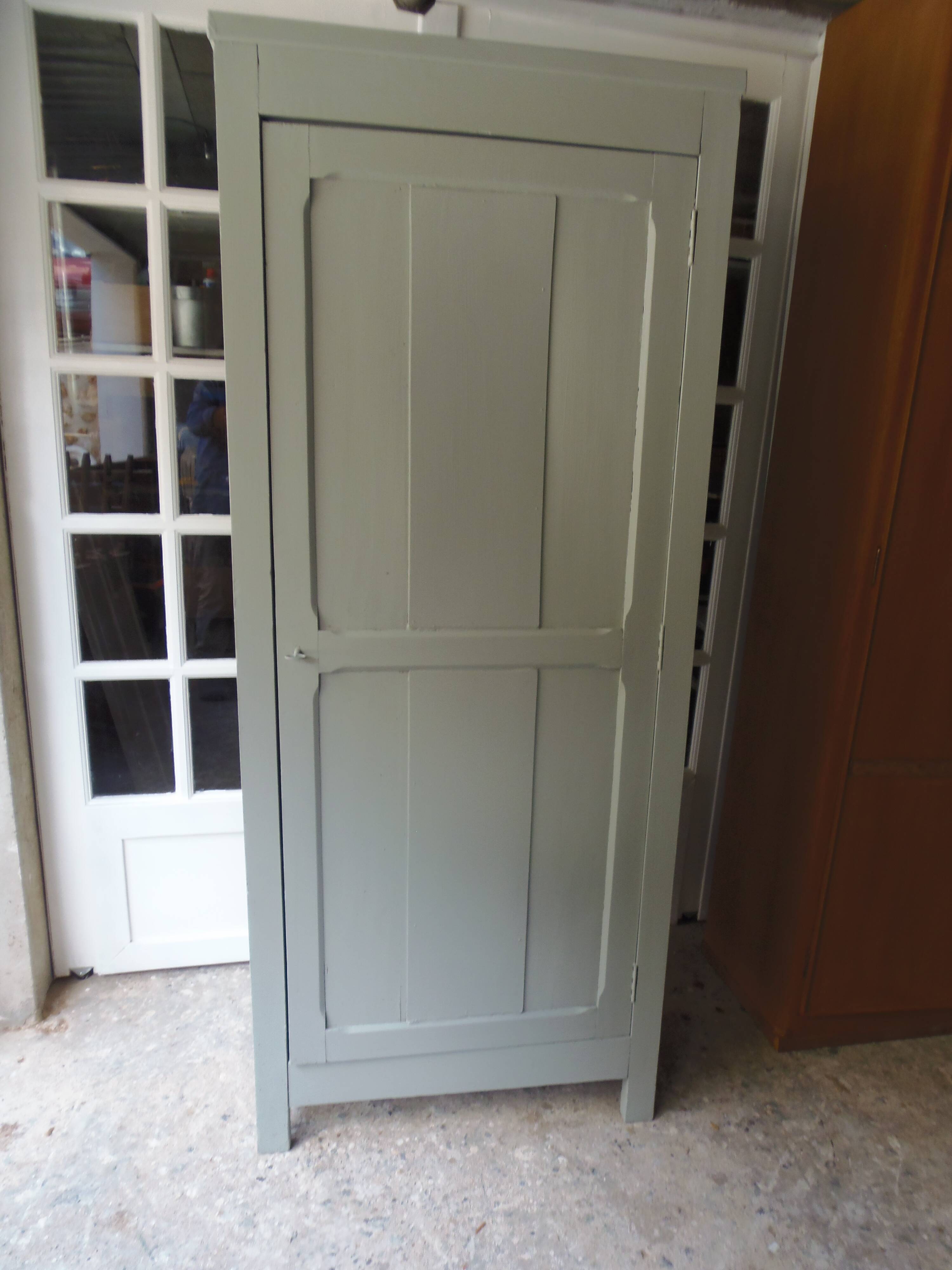 Vintage Parisian wardrobe with 1 vintage door re-enchanted in verdigris