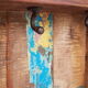 Wall shelf 3 shelves + 4 hooks cast iron in polychrome wood