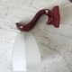 Art Deco glass wall lamp with burgundy porcelain support 30s