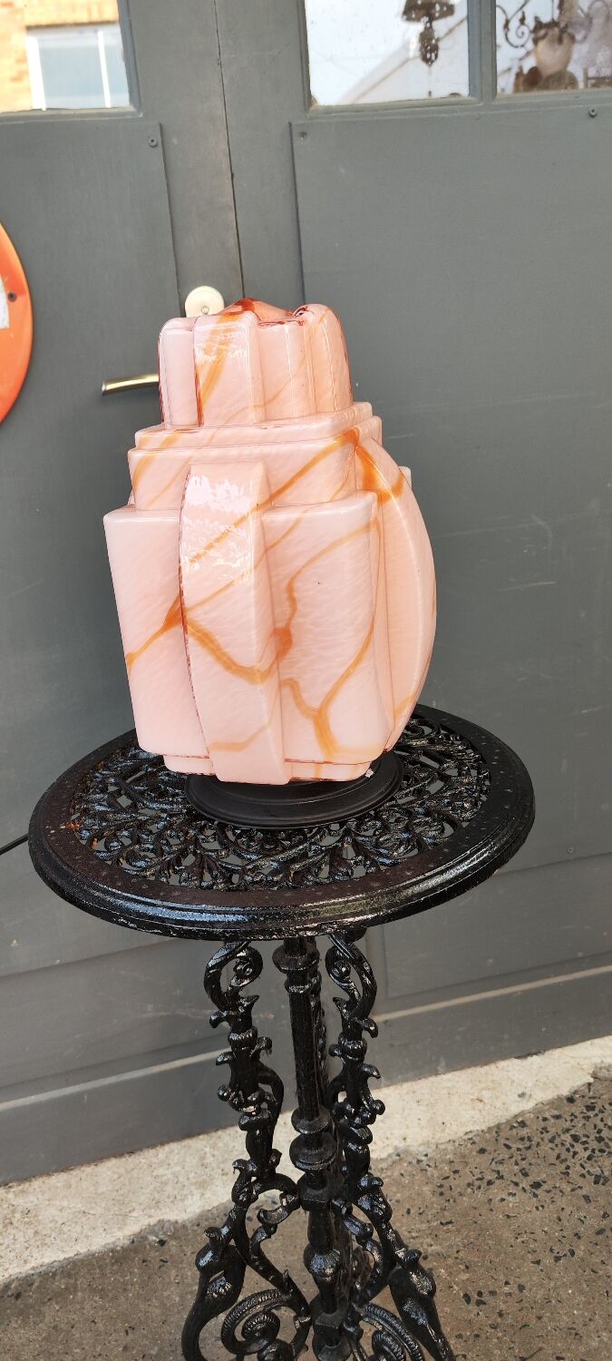 Antique lamp retro art deco skyscraper building 30s