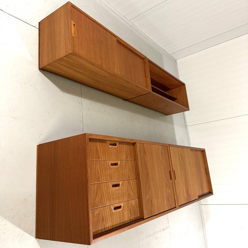 Teak wall system Sven Ellekaer Albert Hansen Denmark 1960s