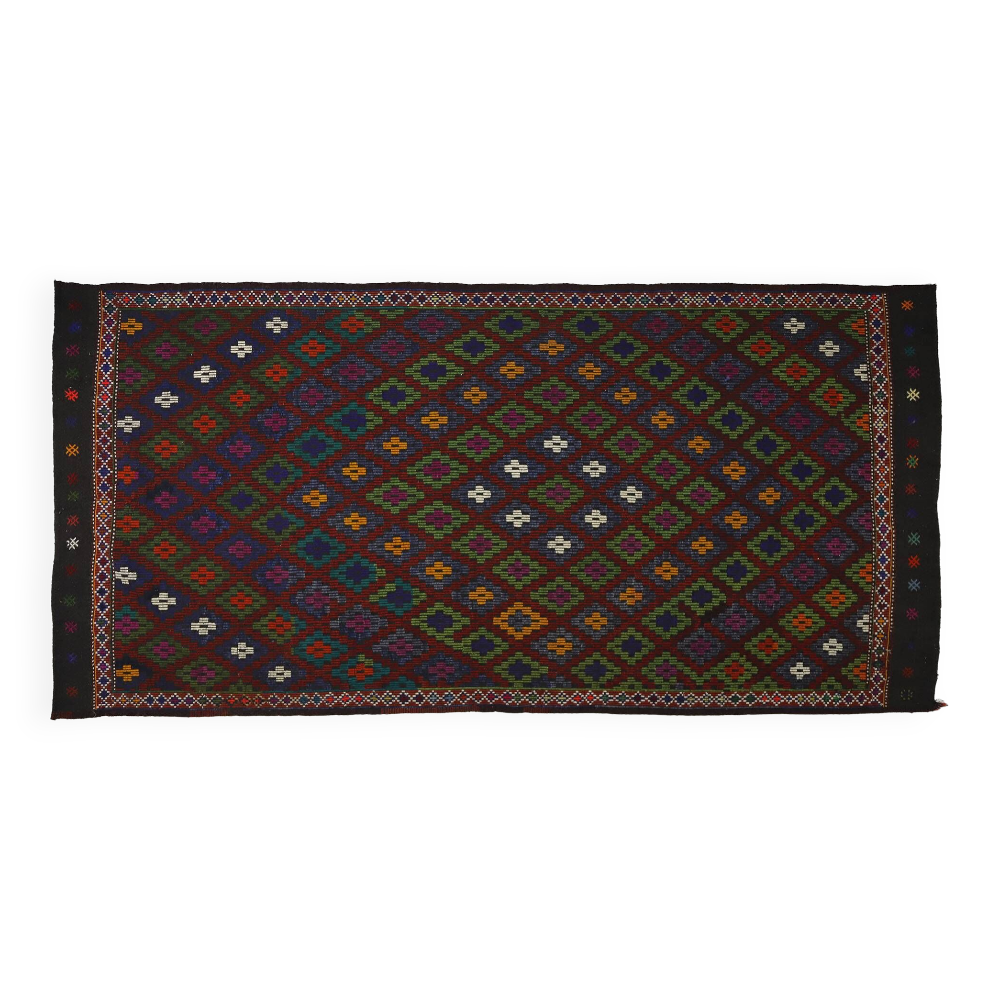Area kilim rug ,vintage wool turkish handknotted kilim, 360 cmx 176 cm rug