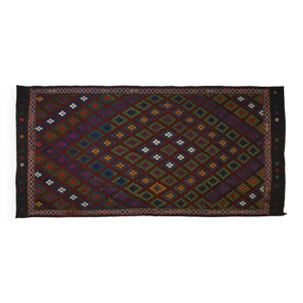 Area kilim rug ,vintage wool turkish handknotted kilim, 360 cmx 176 cm rug