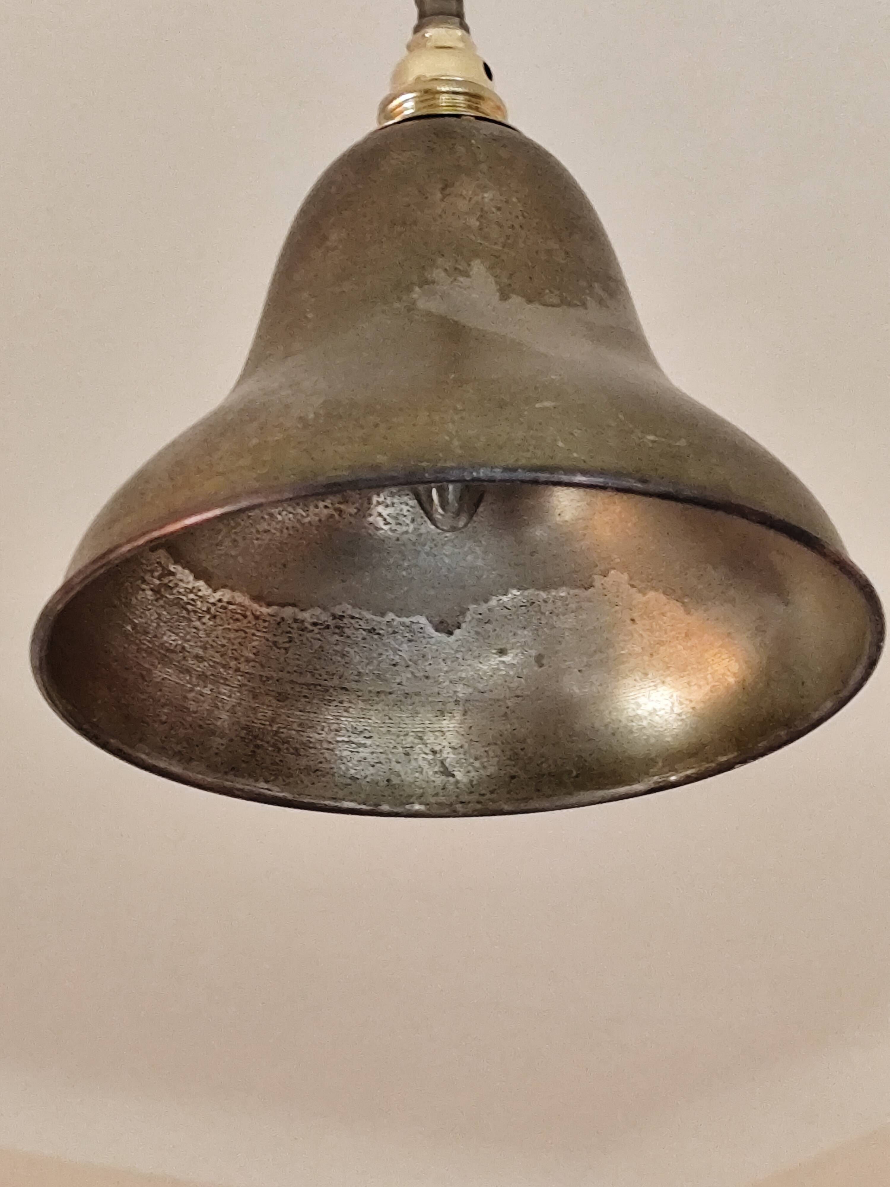 Suspension  abat-jour en laiton - lustre cloche métal bronzé