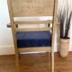Art Deco armchair in solid wood and blue corduroy fabric