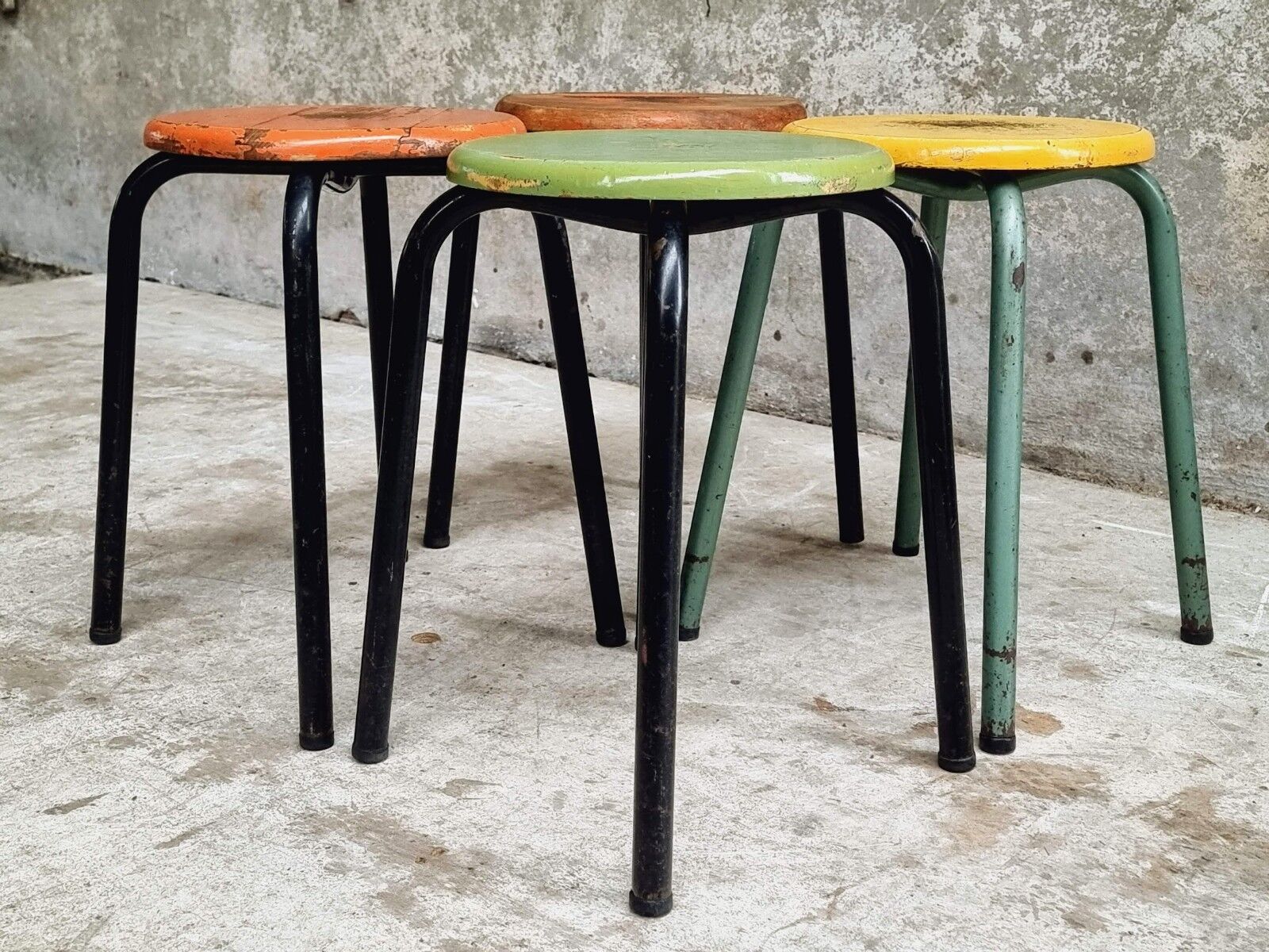 Vintage stools school stools set of 4