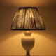 Neoclassical blue ceramic table lamp, pleated William Morris Acanthus shade.