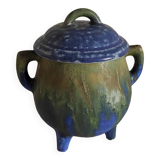 Small flamed stoneware pot