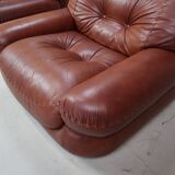Sapporo leather armchairs by Mobil Girgi, Italy 1970's