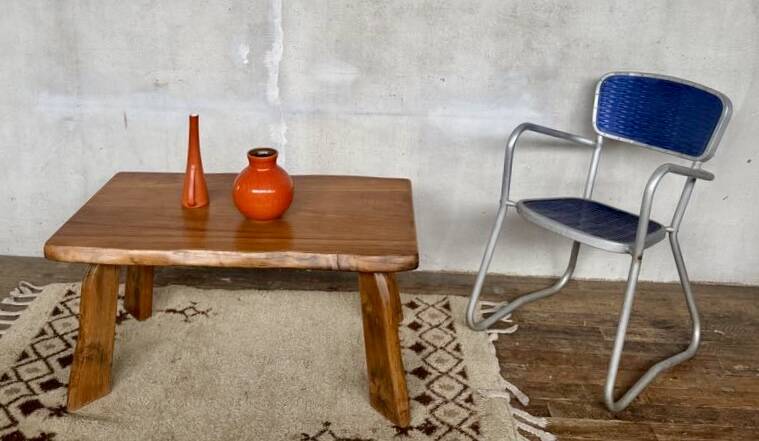 Vintage modernist elm coffee table