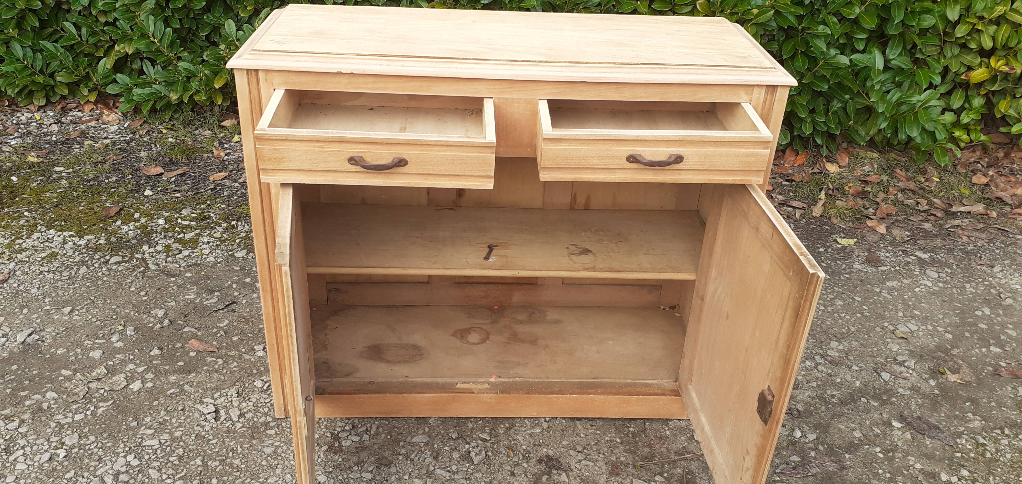 Parisian art deco sideboard 2 doors 2 drawers beech raw wood