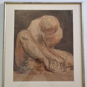 Original nude study signed "De Bus" - Framed drawing under glass - 50 x 55 cm, 1950s-60s