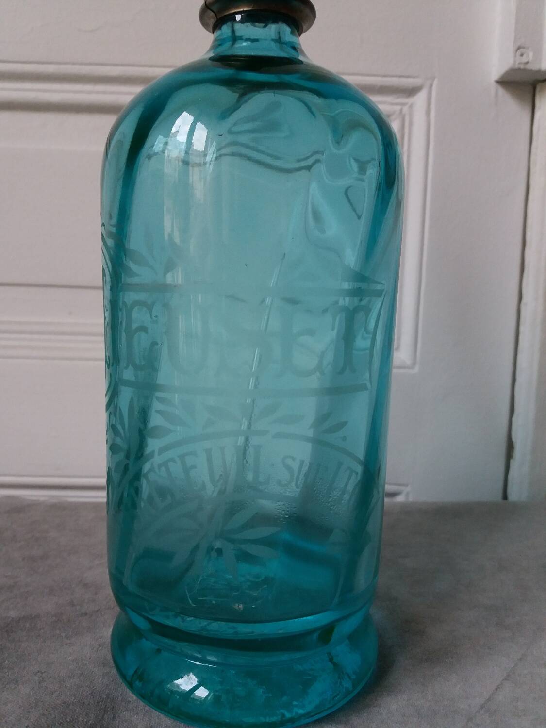 Old blue glass siphon