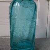 Ancien siphon en verre bleu