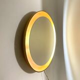 Miroir rond en bois doré, Italie 1960