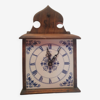 Pendulum kitchen wall clock junghans ato mat quartz vintage year 80 wood and ceramic