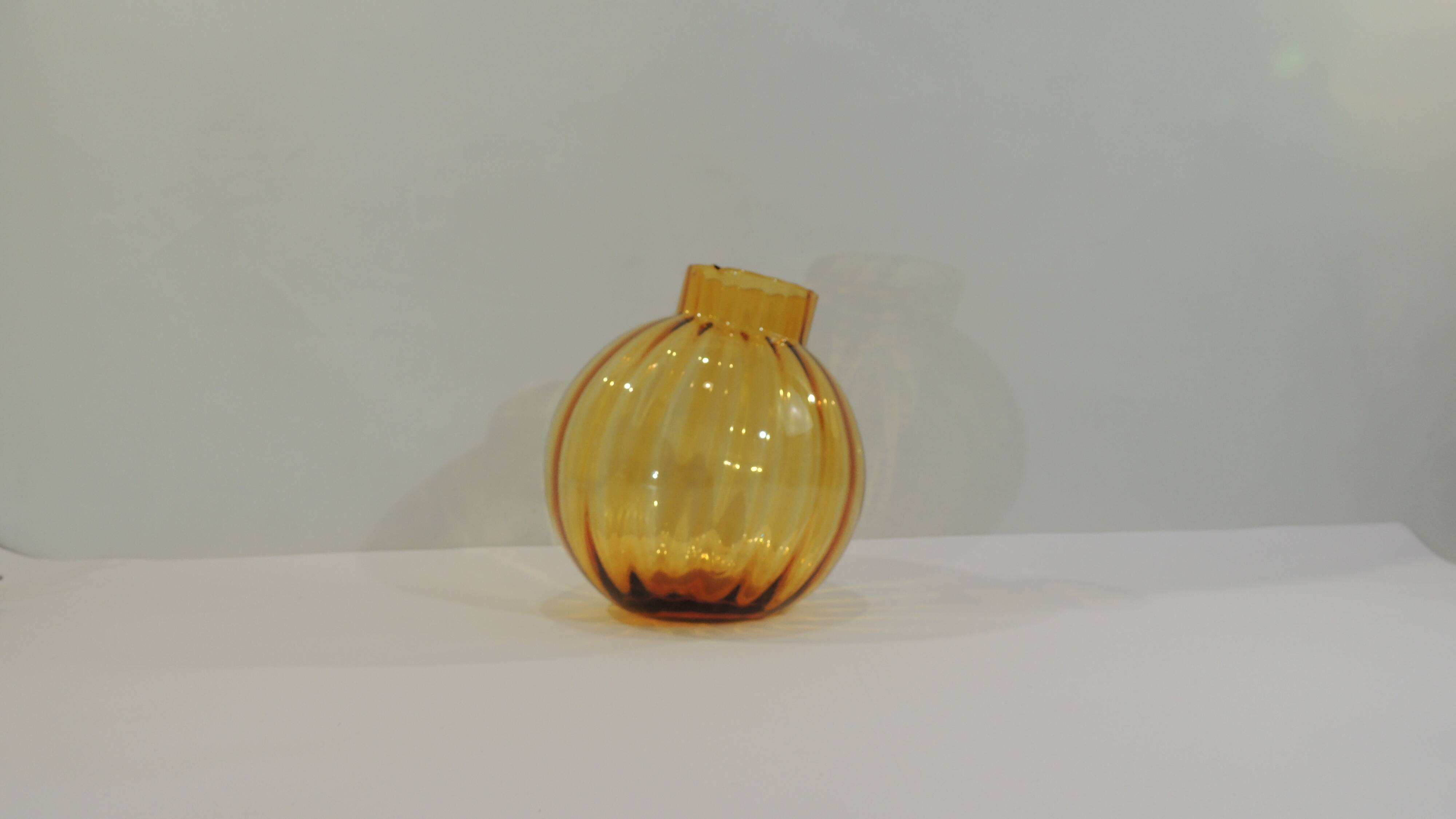 Slanted/Vintage Amber Glass Vase