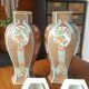 Pair of cutlery vases, urns porcelain polychrome Japan style signed