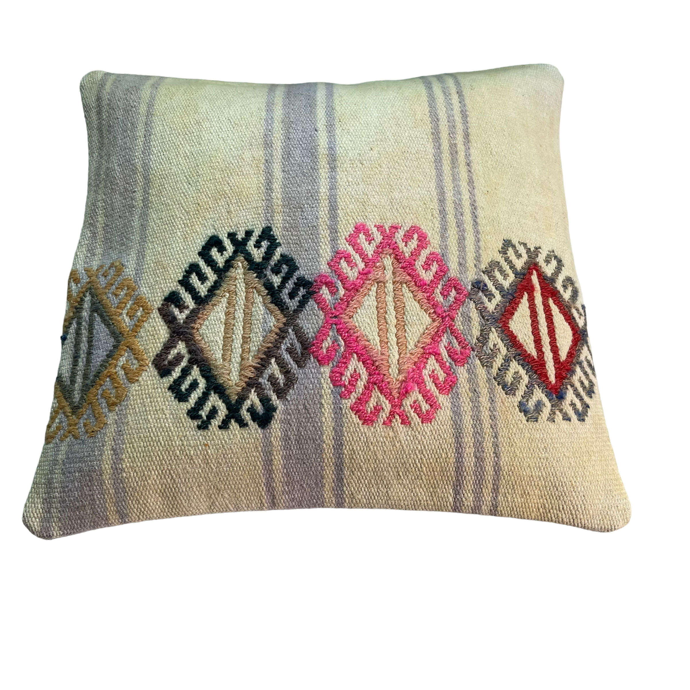 Vintage turkish kilim cushion cover, 40 x 40 cm