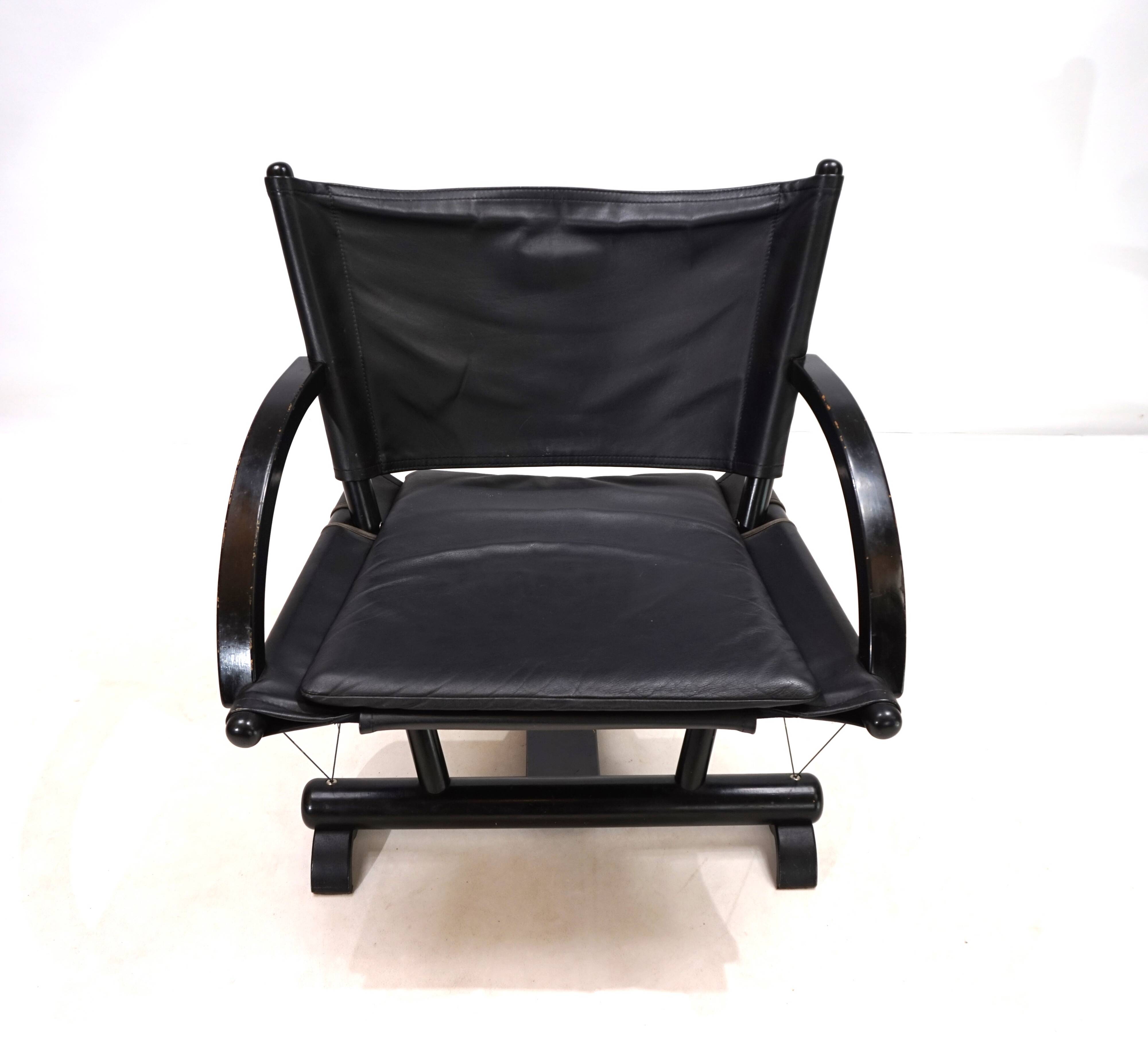 Fauteuil lounge en cuir Weishäupl Werkstätten String, 1980