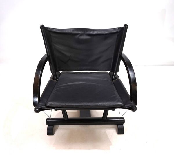 Fauteuil lounge en cuir Weishäupl Werkstätten String, 1980