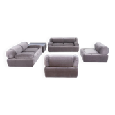 Italian living room set with two sofas, two armchairs and coffee table, 1970