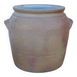 Grand pot ancien français en grès à glaçure brune