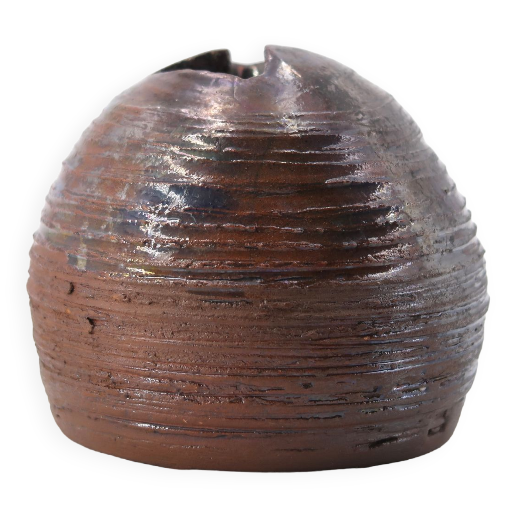 Signed brown ceramic vase, 70s