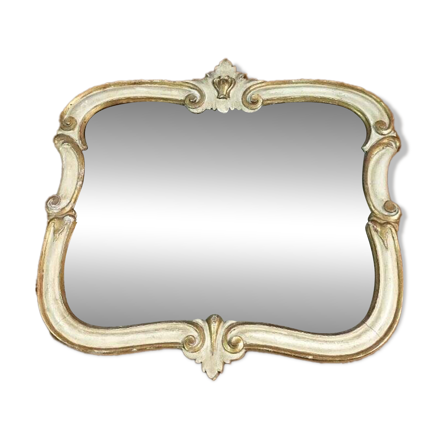Antique 19th century lacquered and gilded silver and Mecca mirror