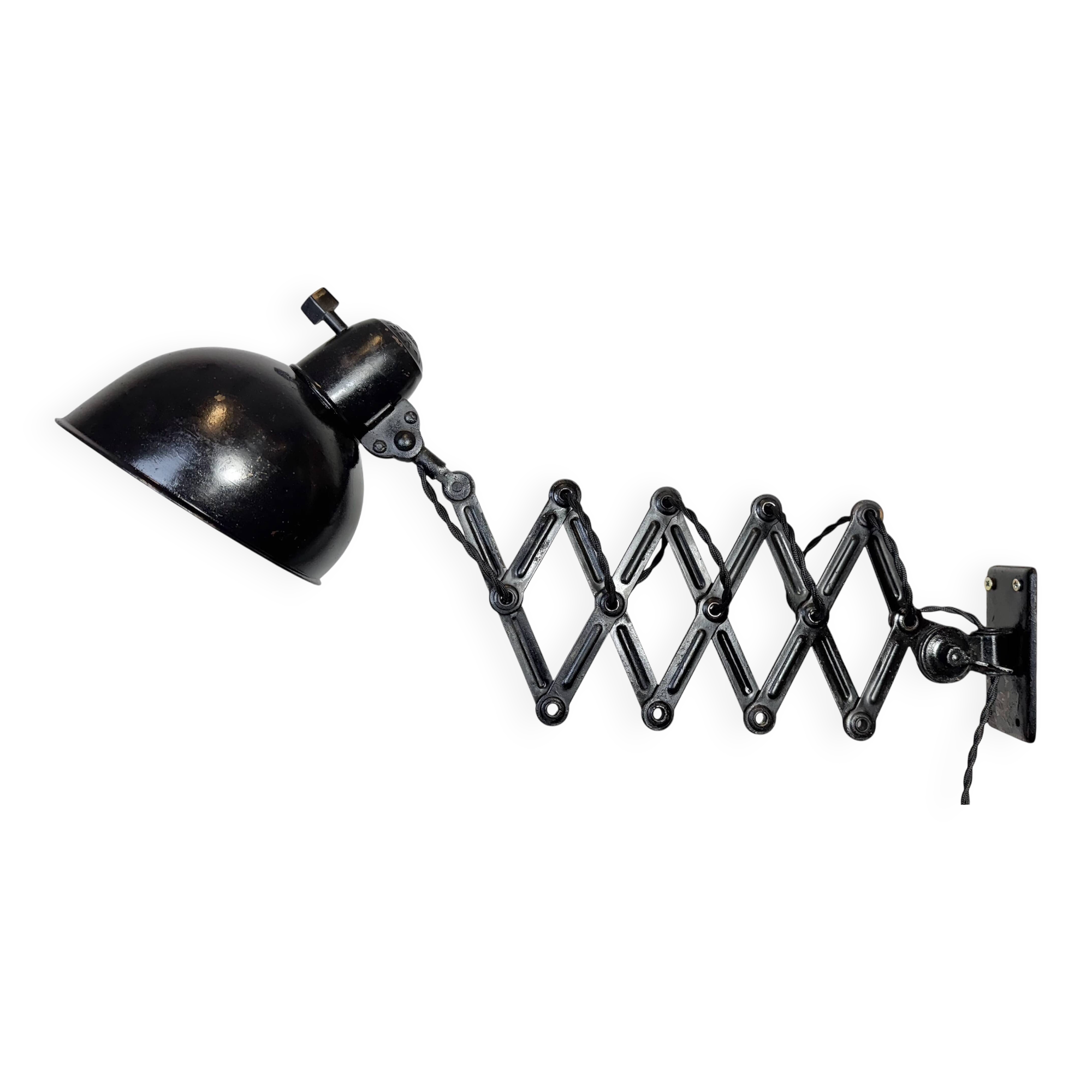 Black Industrial Bauhaus Scissor Wall Lamp from Kaiser Idell, 1930s