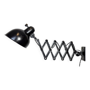Black Industrial Bauhaus Scissor Wall Lamp from Kaiser Idell, 1930s