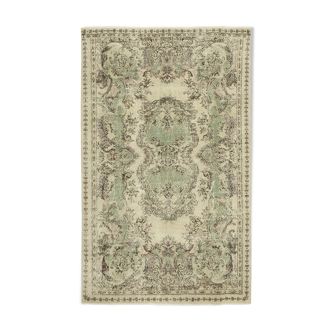 Tapis beige oriental vintage fait à la main 164 cm x 264 cm