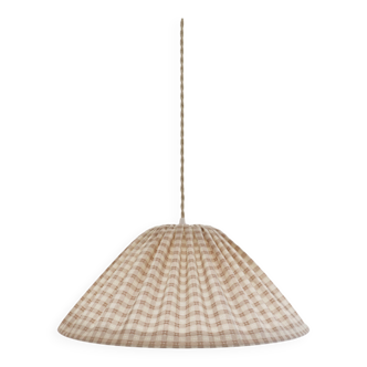 Suspension vichy forme conique "Malala vichy sable et blanc cassé"