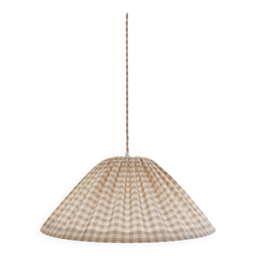 Suspension vichy forme conique "Malala vichy sable et blanc cassé"