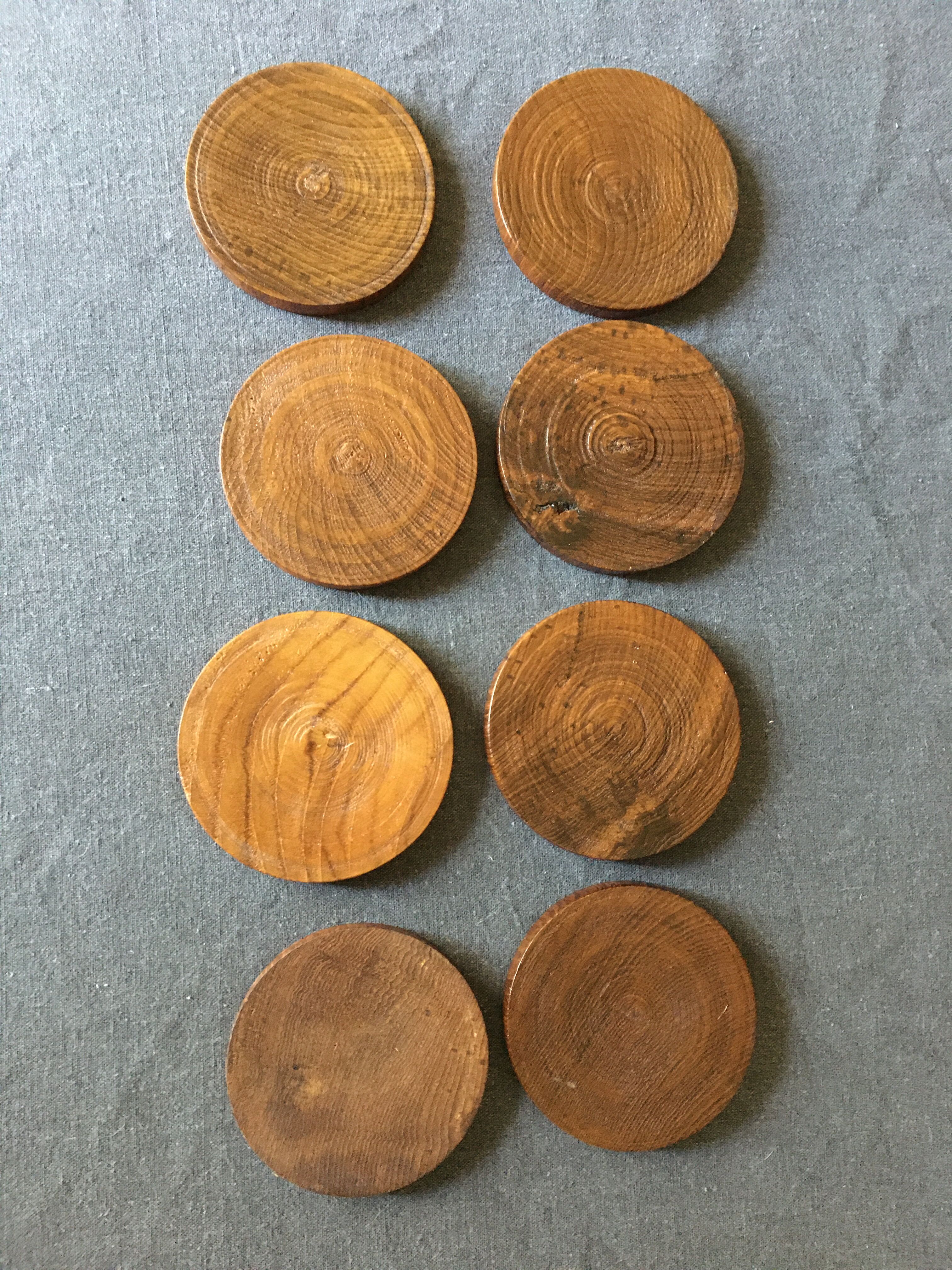 8 coasters and carved wooden box