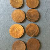 8 coasters and carved wooden box