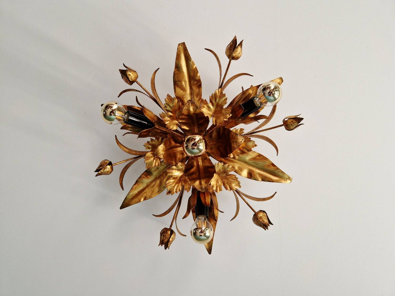 Italian ceiling light in gold-tone metal, 1970s