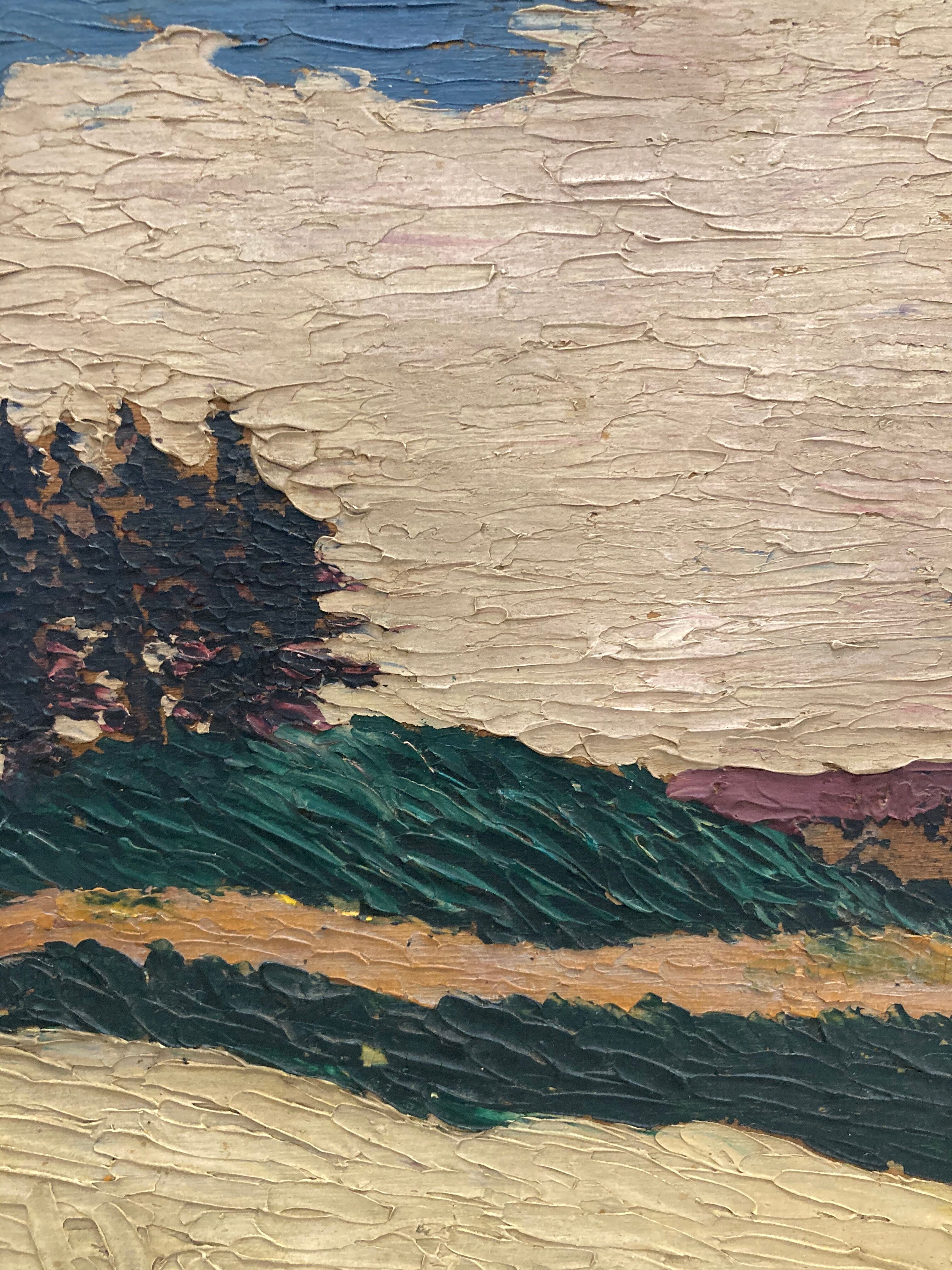 Landscape in vintage oil