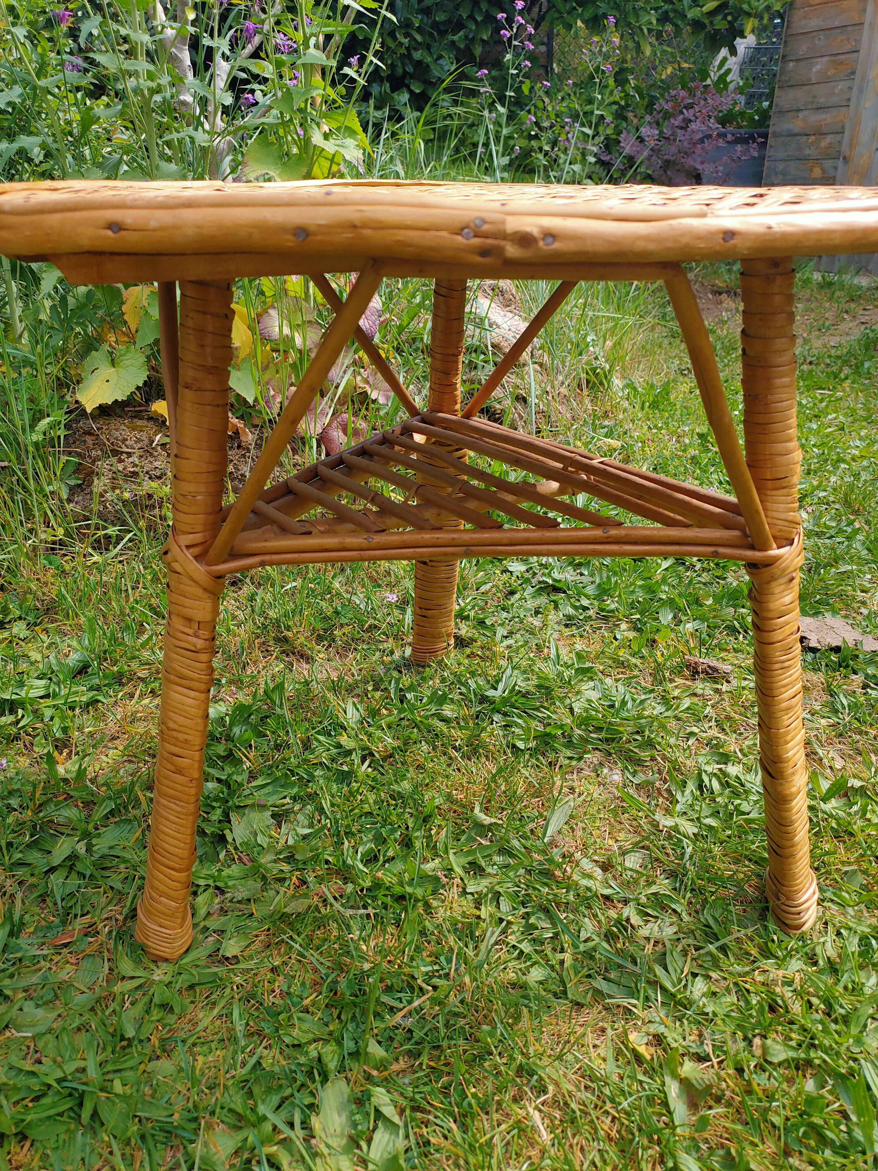 Oval rattan and wicker table
