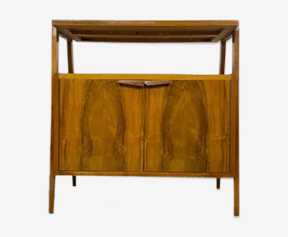 Walnut TV Storage Cabinet, Vintage Czech 1960s