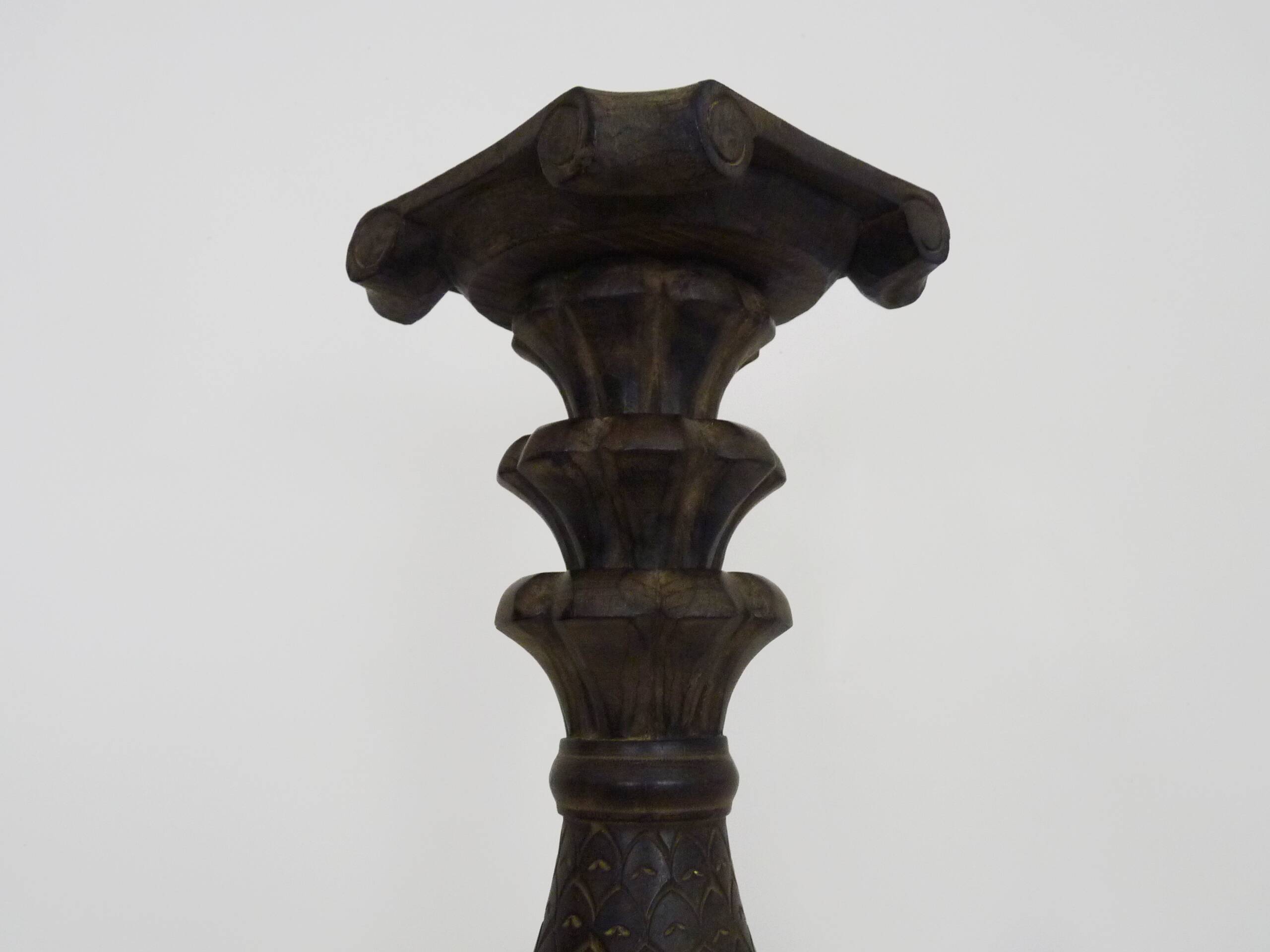 Carved and engraved wooden stool. 1960s 70s.