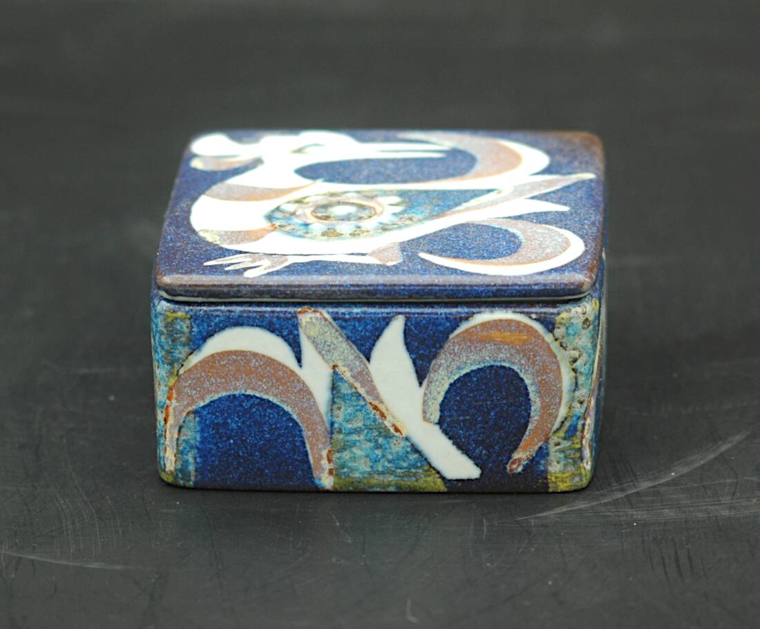 Glazed earthenware box signed nils thorsson / 1960-1970 / perfect condition