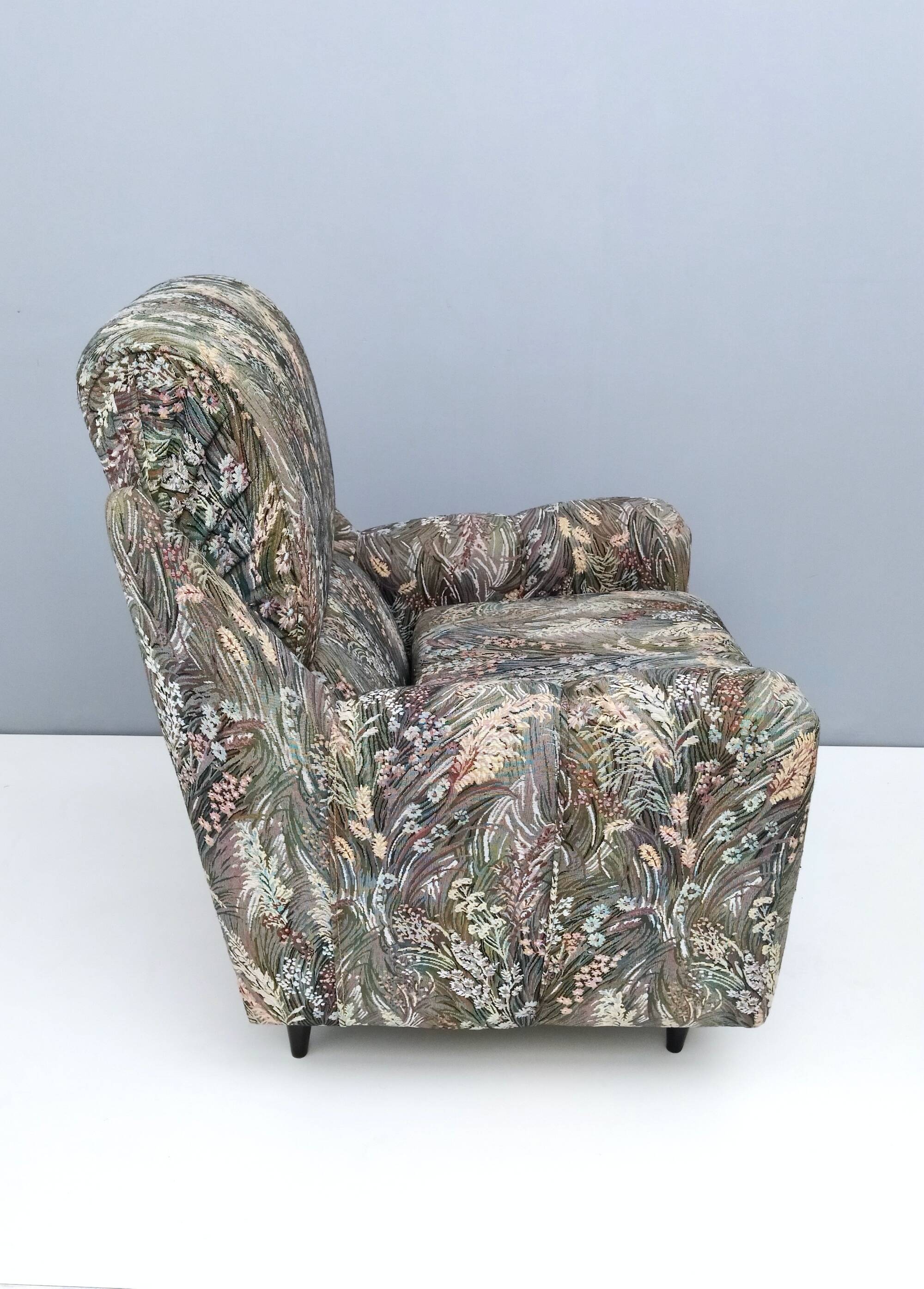 Pair of High-Quality Patterned Fabric Armchairs, Italy