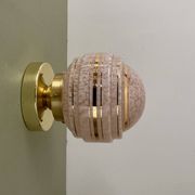 Vintage art deco globe wall or ceiling light in pink and gold Clichy glass