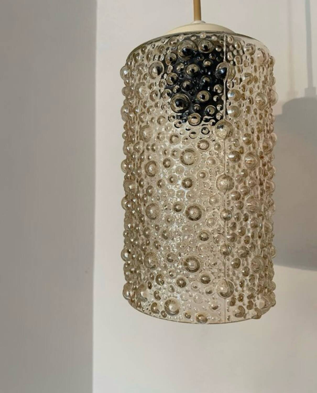 Amber bubble glass pendant light from the 60s