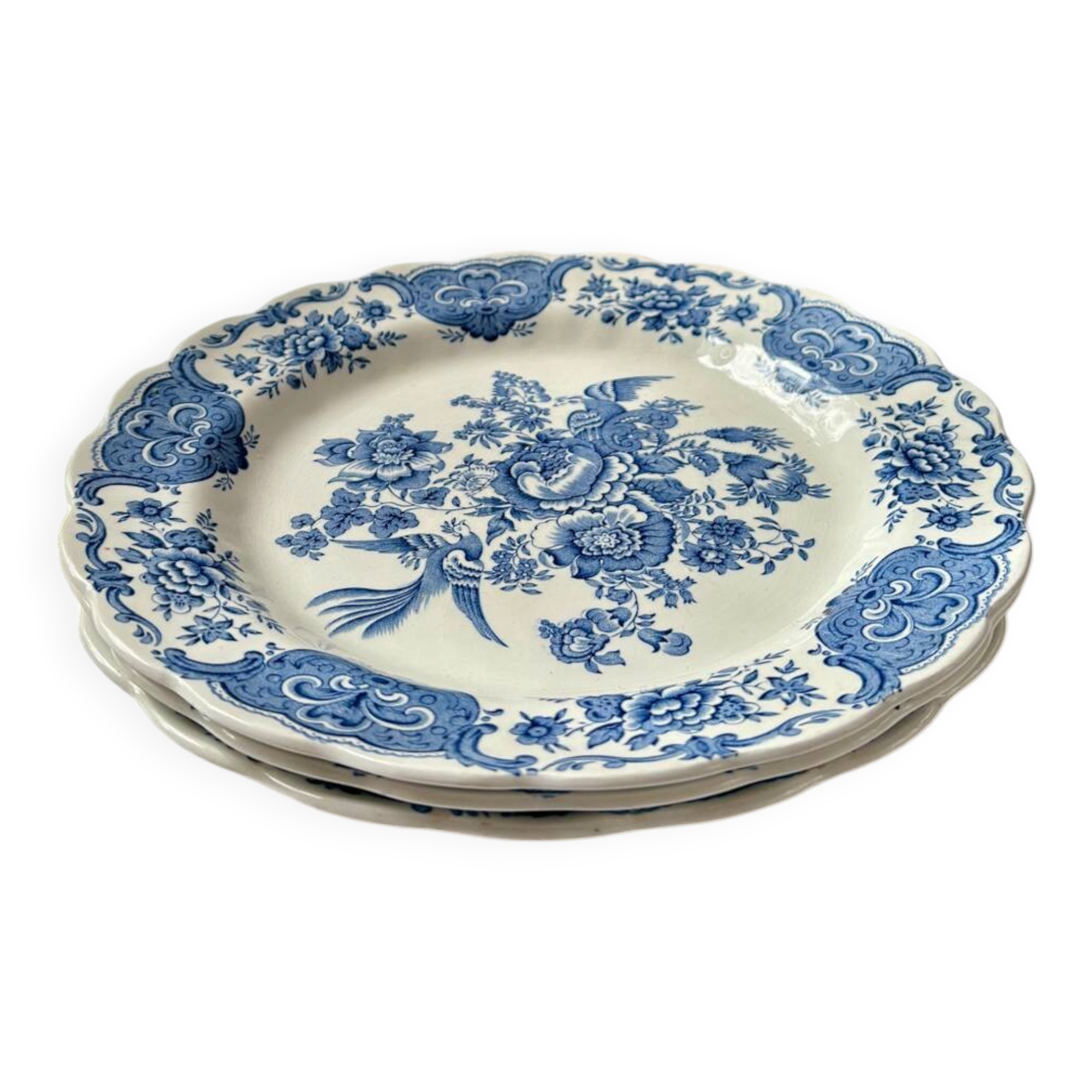 3 flat plates Ridgway Ironstone Staffordshire England Windson