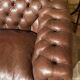 brown leather 3-seater Chesterfield sofa