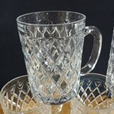 8 verres / chopes anciennes en verre ciselé